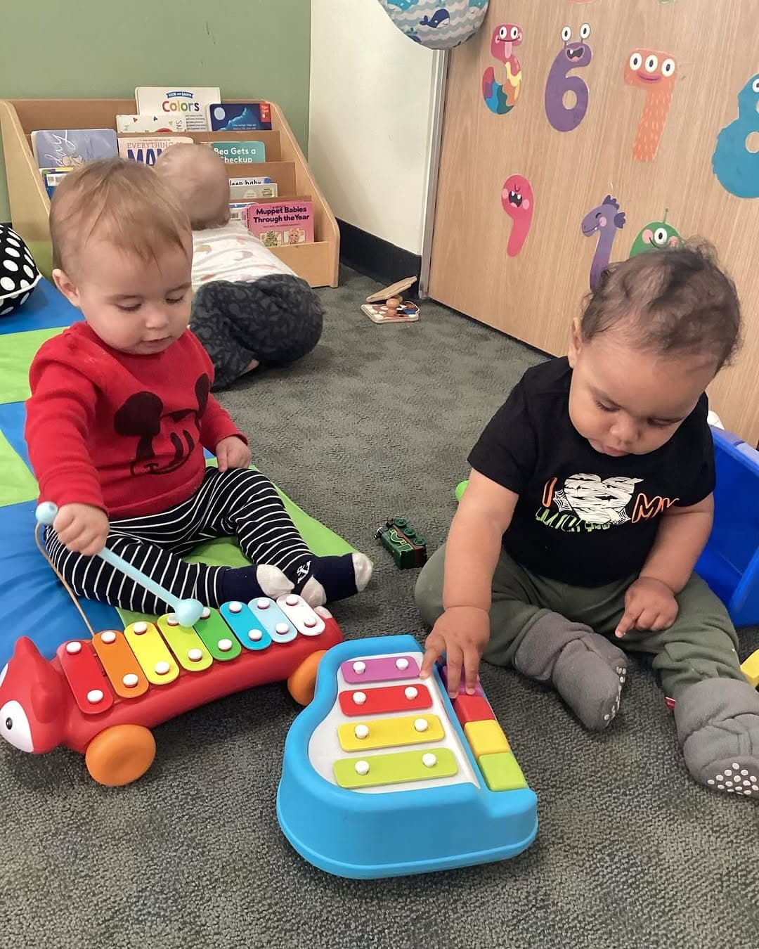 Infants participating in music activities at Mountainside Children's Center